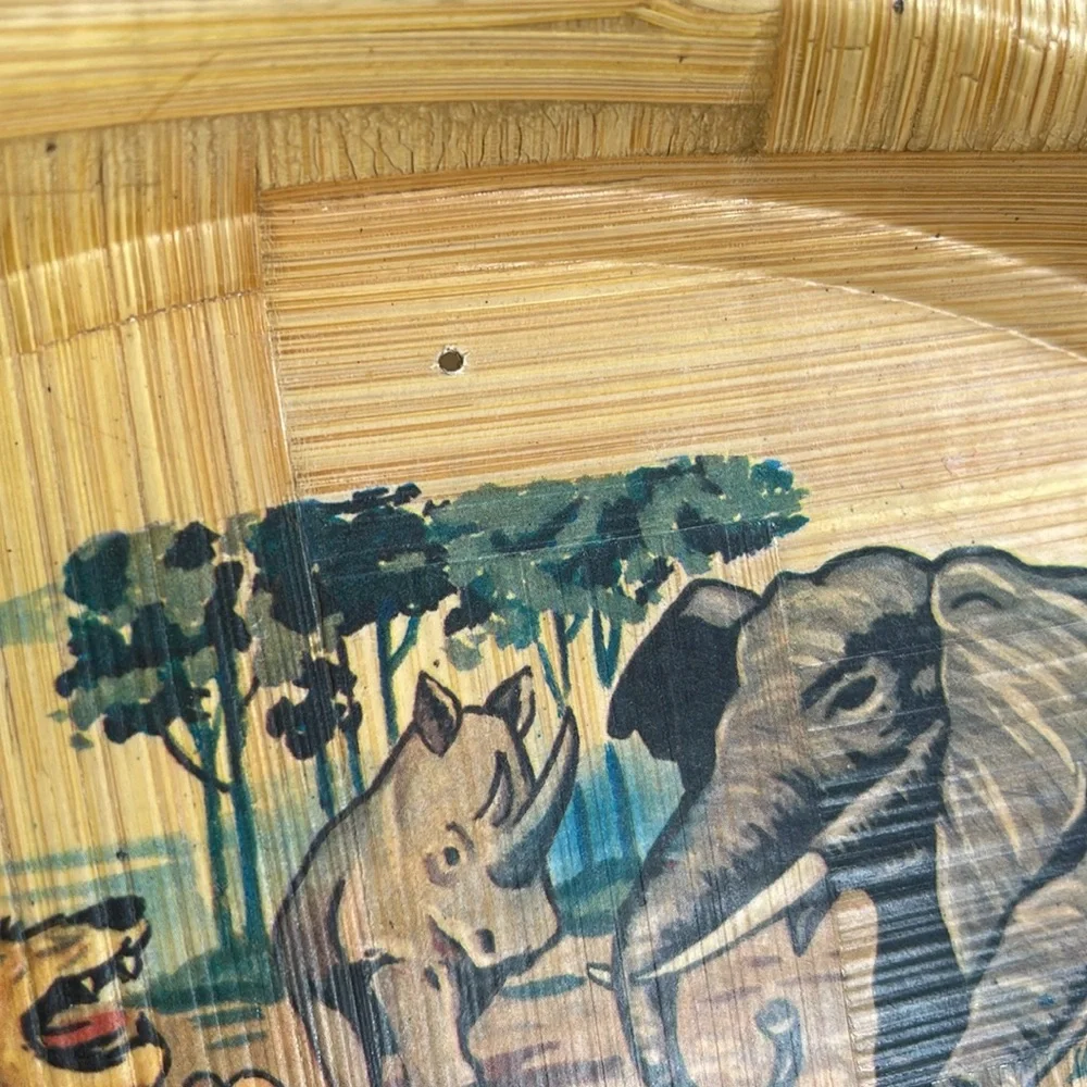 Vintage Memphis Zoo bamboo bar tray